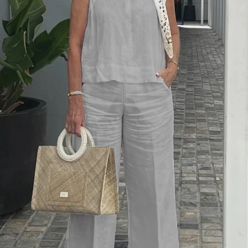 Ærmeløst Sæt | Løst Snit | Elegant og Komfortabelt