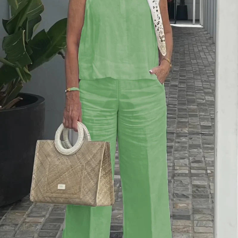 Ærmeløst Sæt | Løst Snit | Elegant og Komfortabelt