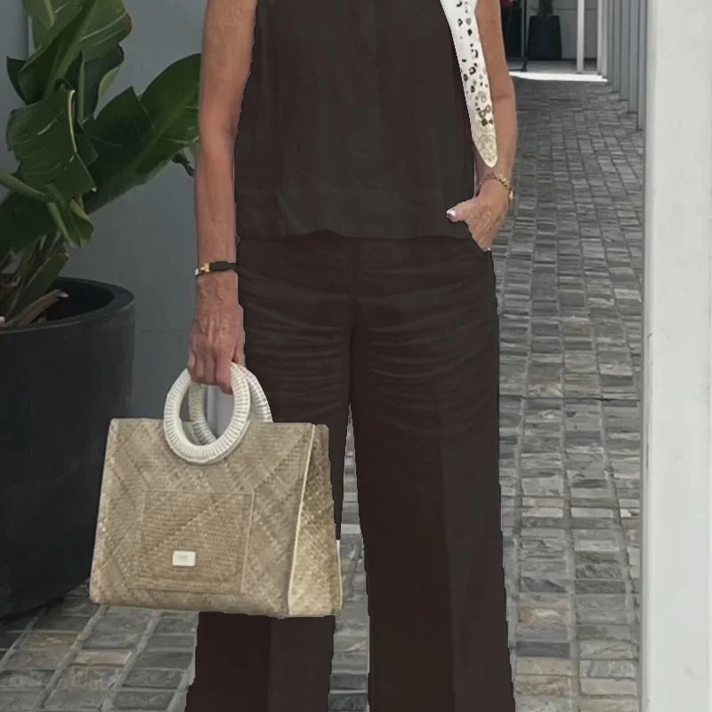 Ærmeløst Sæt | Løst Snit | Elegant og Komfortabelt