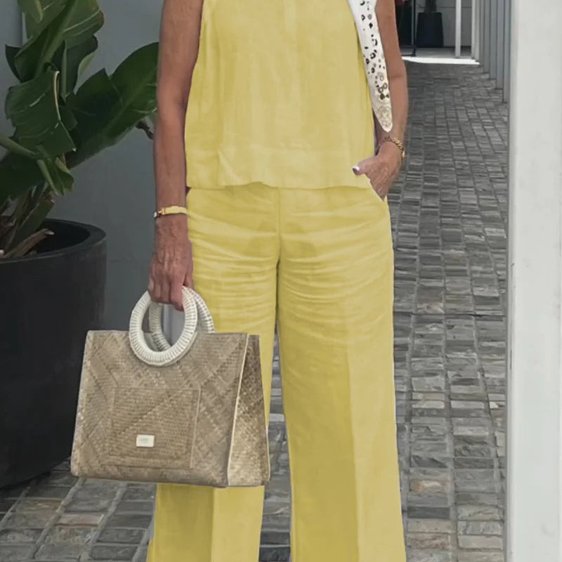 Ærmeløst Sæt | Løst Snit | Elegant og Komfortabelt