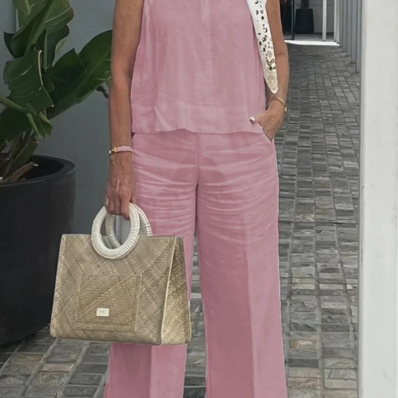 Ærmeløst Sæt | Løst Snit | Elegant og Komfortabelt