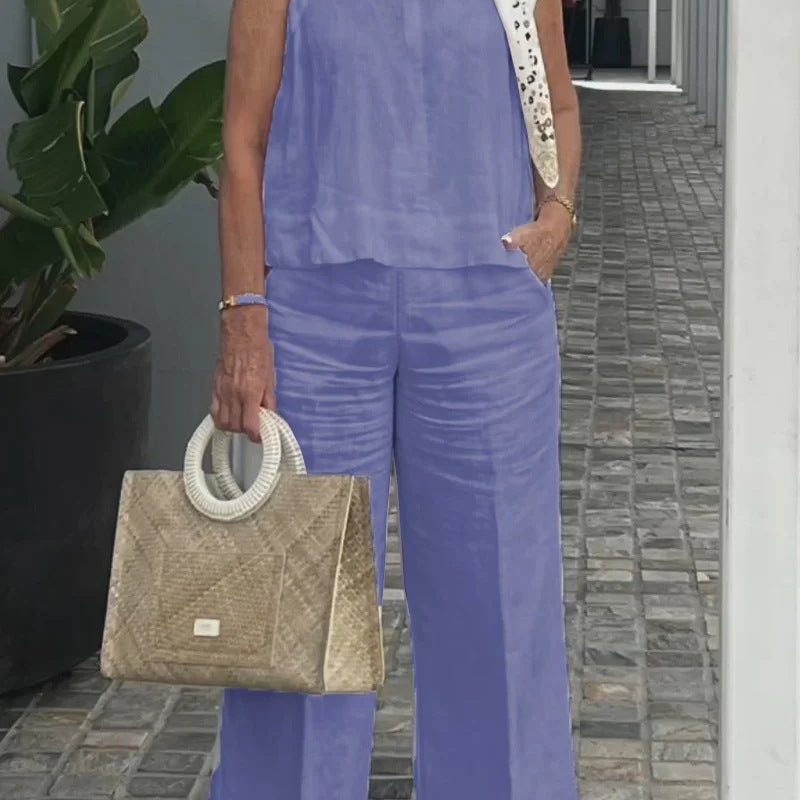 Ærmeløst Sæt | Løst Snit | Elegant og Komfortabelt