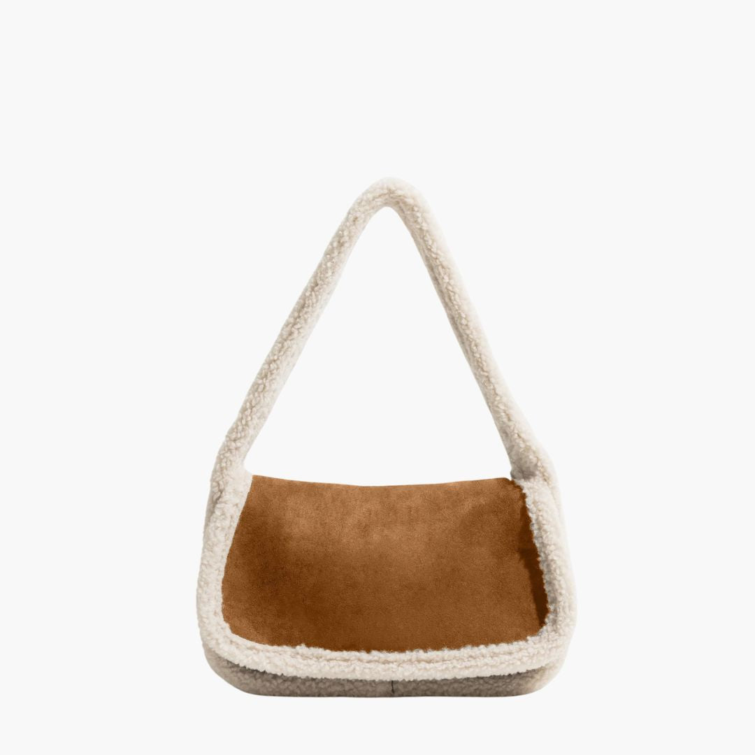 Baguette Taske med Teddy Detaljer | Blød Struktur | Trendy Design