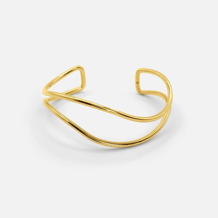 Armbånd i Åben Design | Dobbelt Bølgeform | Moderne & Skulpturelt