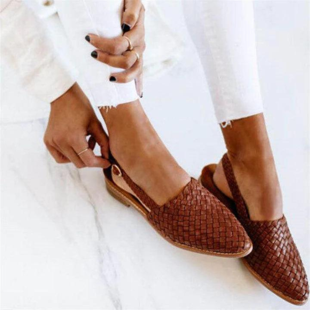 Flettede Flade Sko | Slingback Design | Komfortabel og Stilren