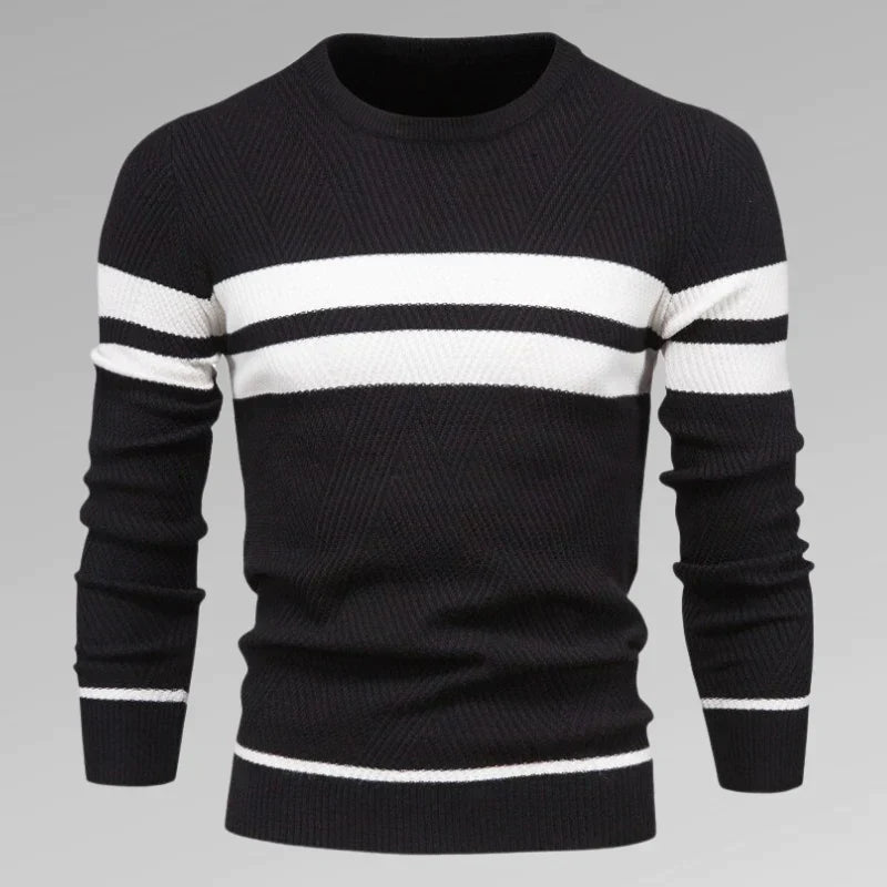 Strikket Sweater med Strukturerede Striber | Bomuld | Moderne og Komfortabel