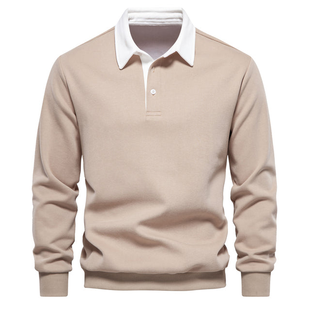 Klassisk Polo Hals Sweatshirt | Bomuld | Komfortabel og Stilfuld