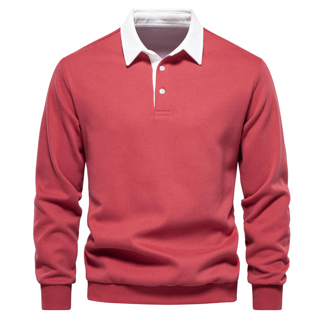 Klassisk Polo Hals Sweatshirt | Bomuld | Komfortabel og Stilfuld