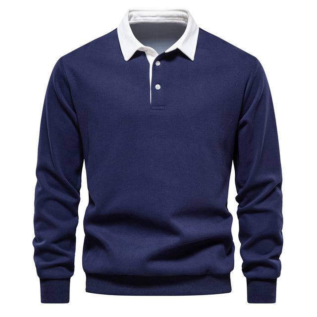 Klassisk Polo Hals Sweatshirt | Bomuld | Komfortabel og Stilfuld