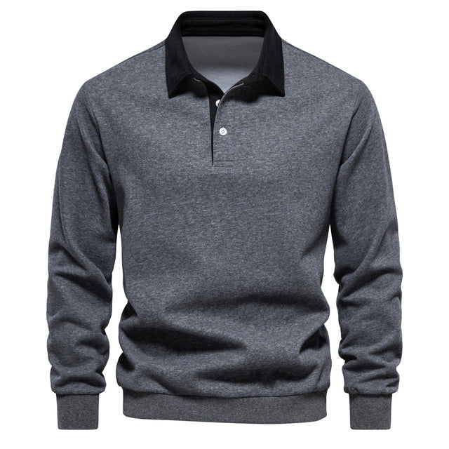 Klassisk Polo Hals Sweatshirt | Bomuld | Komfortabel og Stilfuld