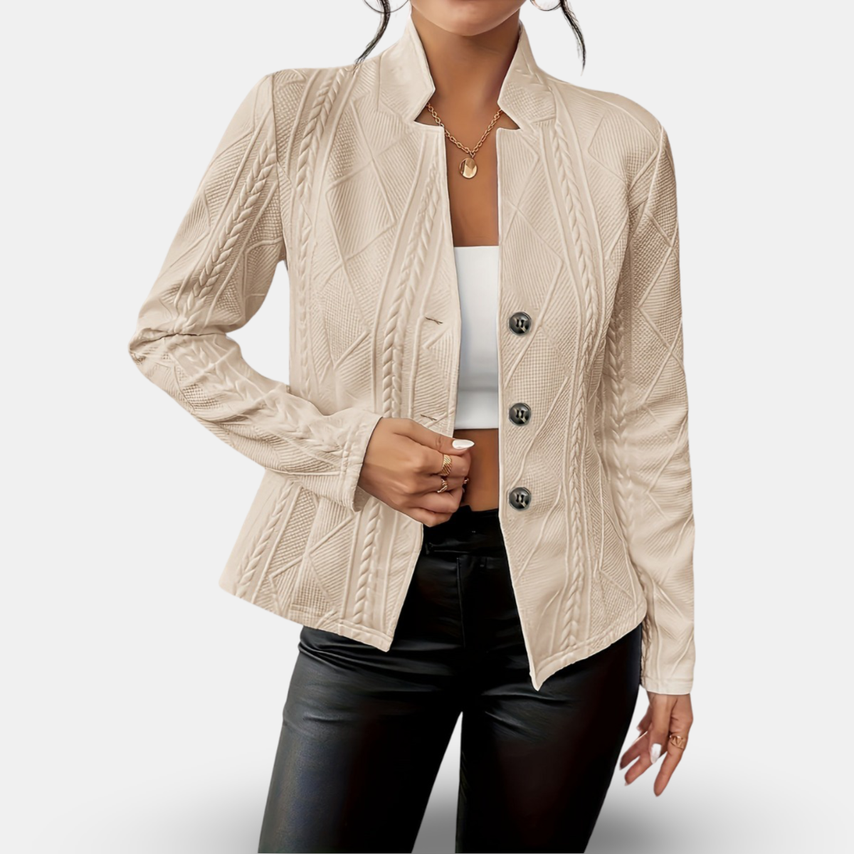 Elegant Blazer til Kvinder | Strikblend | Klassisk, Komfortabel & Stilfuld