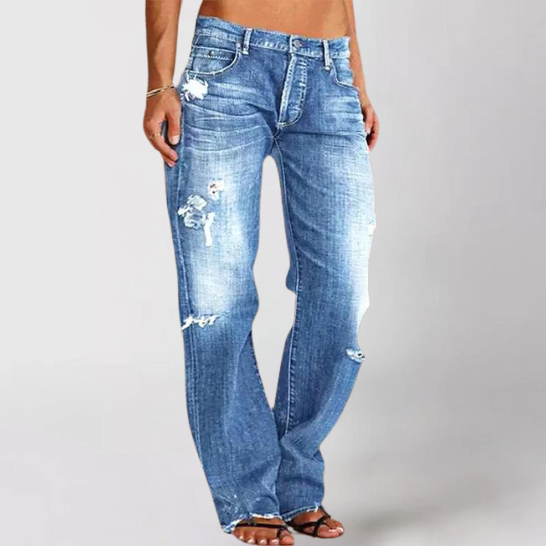 Jeans med Slidt Effekt | Lige Ben | Urban & Afslappet