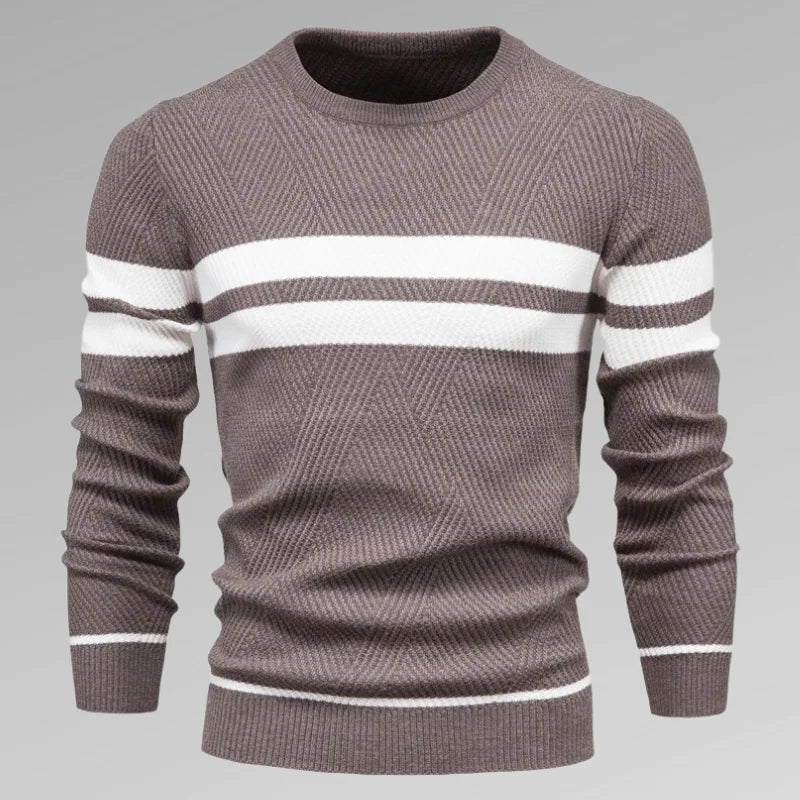 Strikket Sweater med Strukturerede Striber | Bomuld | Moderne og Komfortabel