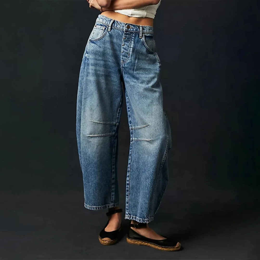 Jeans med Vide Ben | Markerede Søm Detaljer | Afslappet & Trendy