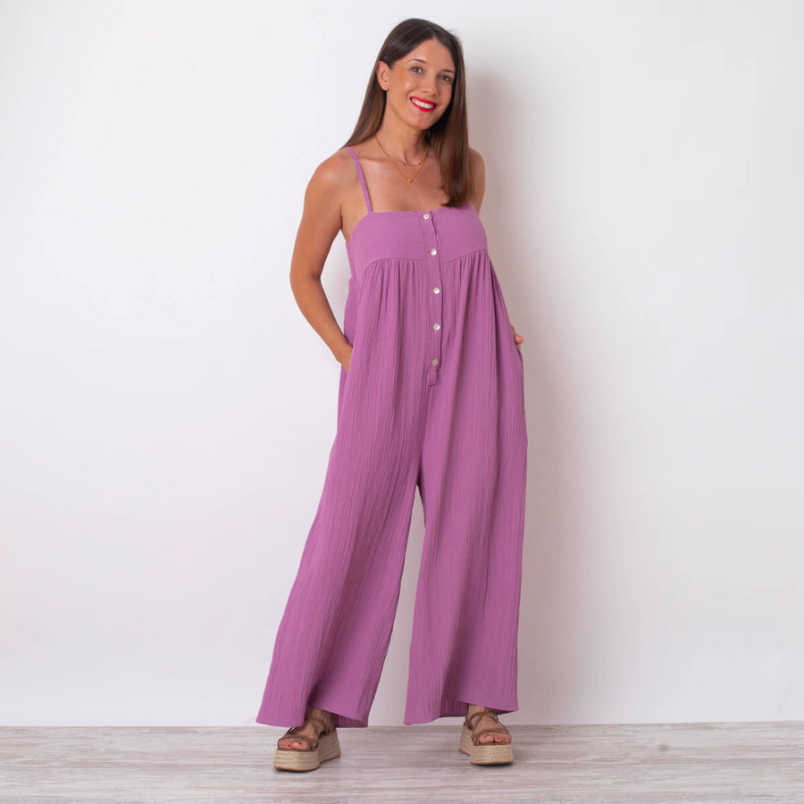 Løs Jumpsuit med Knapper | Let & Komfortabel | Casual Chic