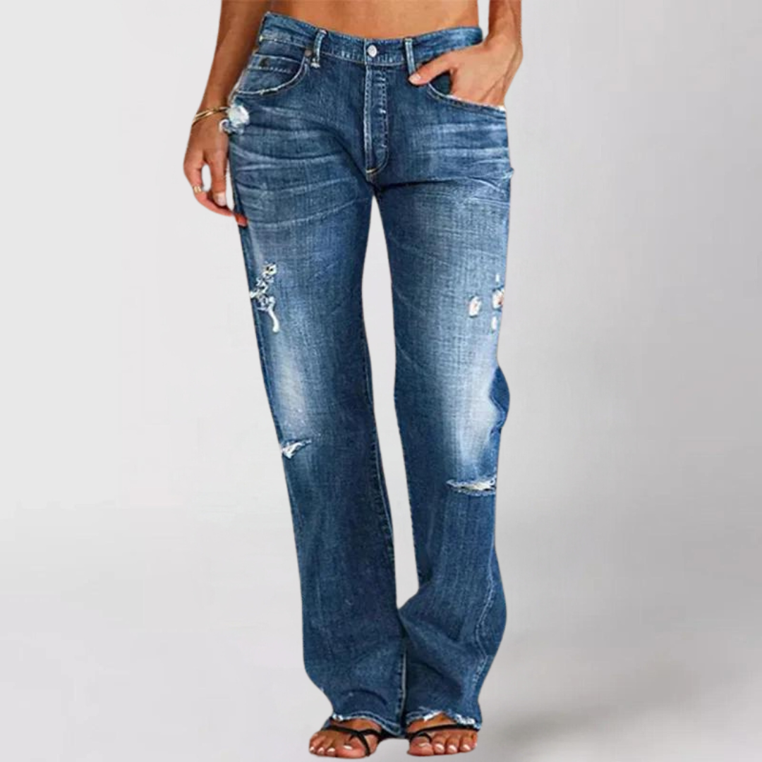 Jeans med Slidt Effekt | Lige Ben | Urban & Afslappet