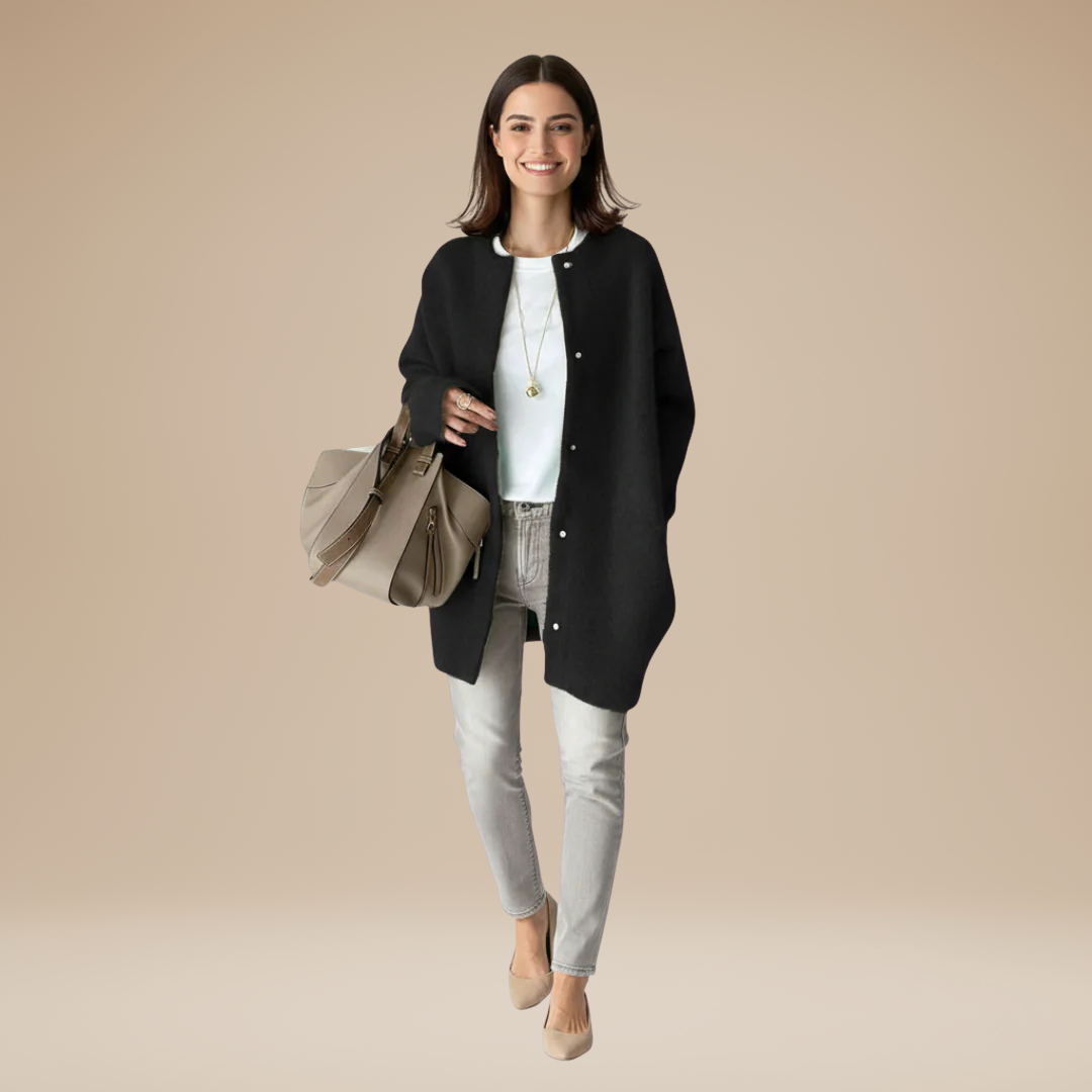 Lang Strikcardigan til Kvinder | Strikblend | Blød, Varm & Minimalistisk