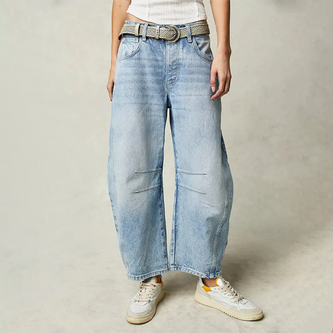 Jeans med Vide Ben | Markerede Søm Detaljer | Afslappet & Trendy