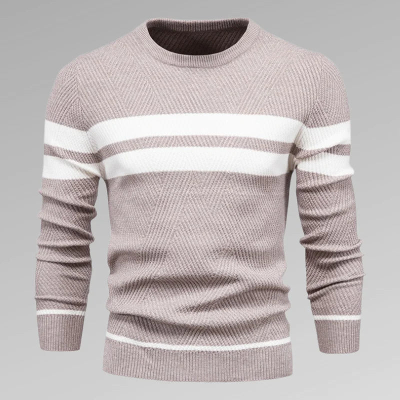 Strikket Sweater med Strukturerede Striber | Bomuld | Moderne og Komfortabel