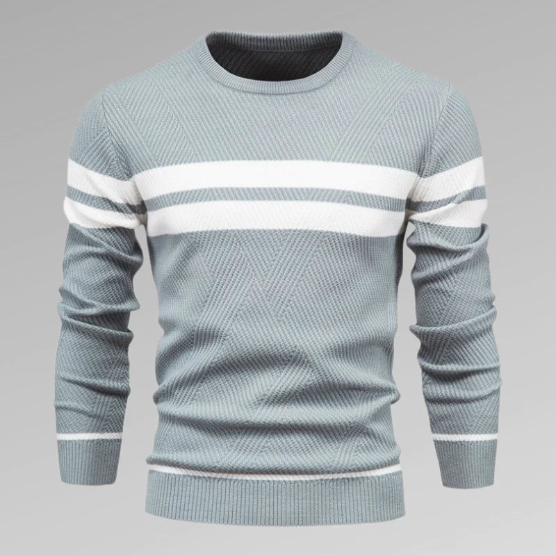 Strikket Sweater med Strukturerede Striber | Bomuld | Moderne og Komfortabel