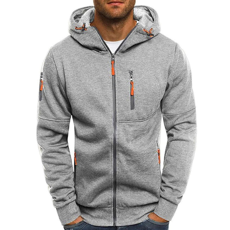 Herre Hoodie med Lynlås | Sporty Komfort | Praktiske Lommer