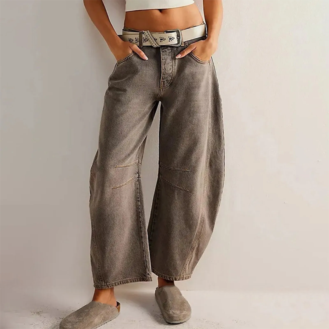 Jeans med Vide Ben | Markerede Søm Detaljer | Afslappet & Trendy