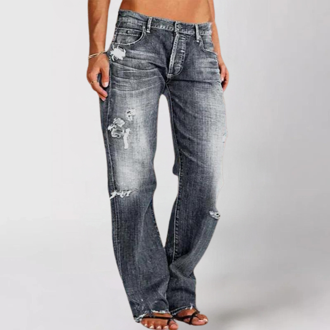Jeans med Slidt Effekt | Lige Ben | Urban & Afslappet