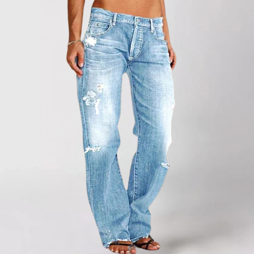 Jeans med Slidt Effekt | Lige Ben | Urban & Afslappet