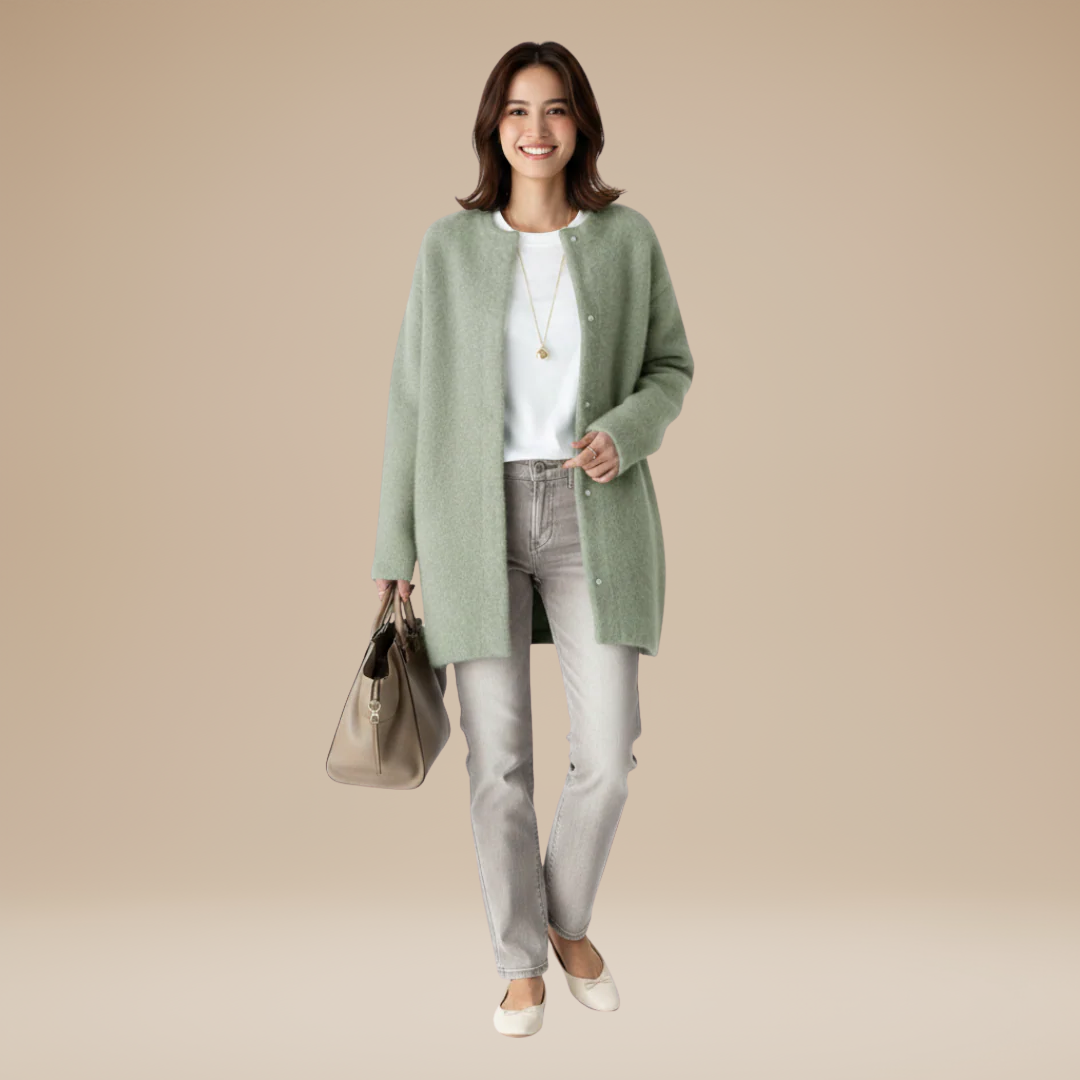 Lang Strikcardigan til Kvinder | Strikblend | Blød, Varm & Minimalistisk