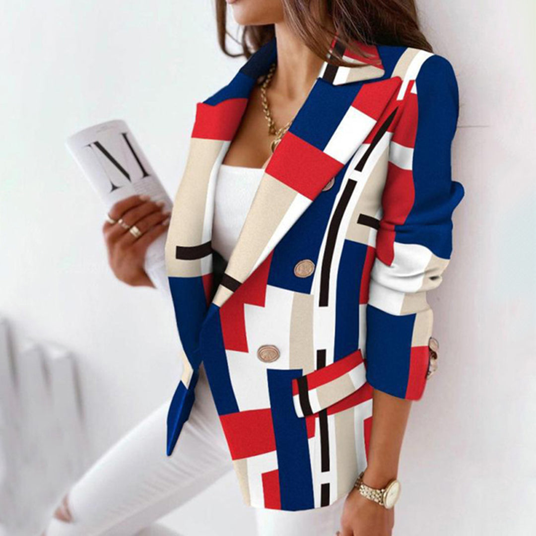 Ternet Blazer med Dobbeltradet Design | Polyesterblanding | Elegant & Moderne