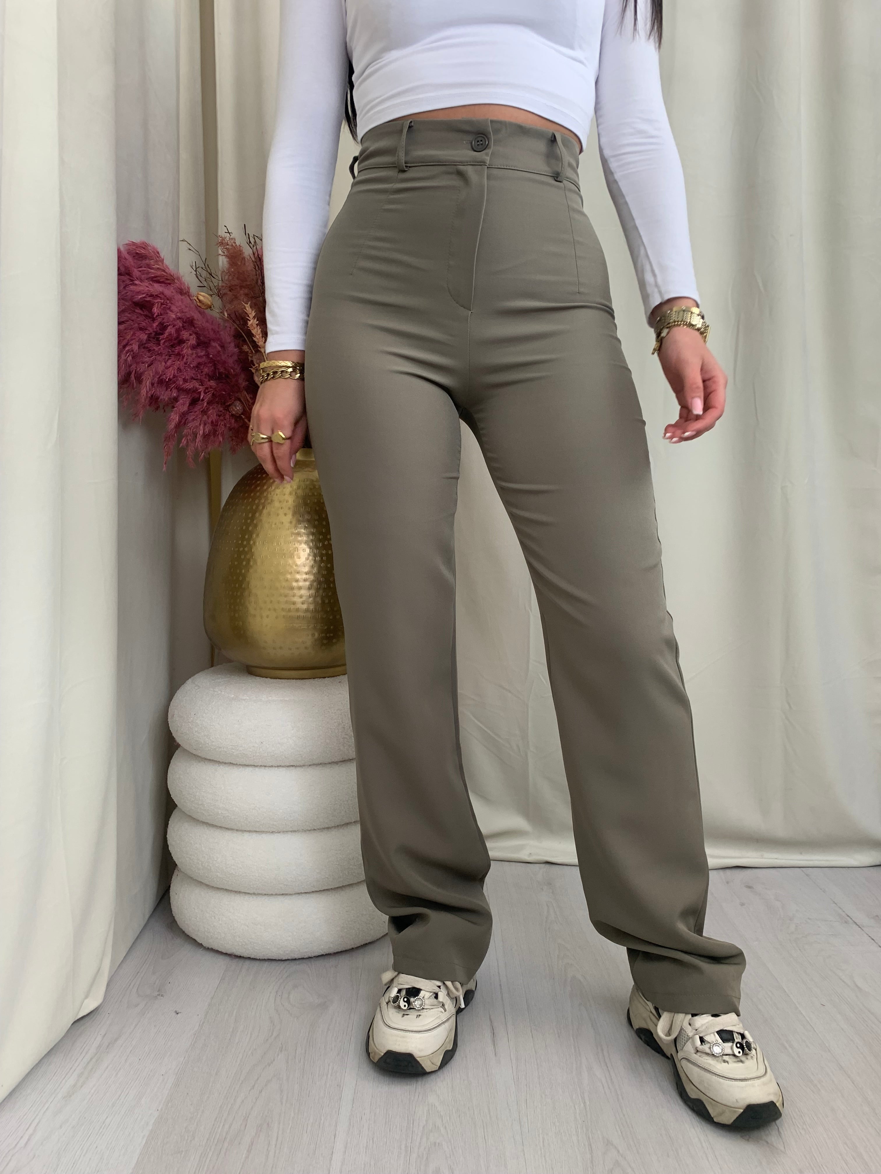 Højtaljede Bukser | Sort | Slim Fit & Komfortabel