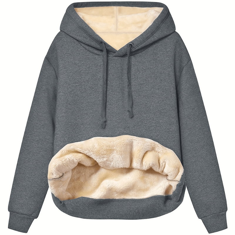 Varm Hoodie med Plysfor | Polyester | Komfortabel & Stilfuld