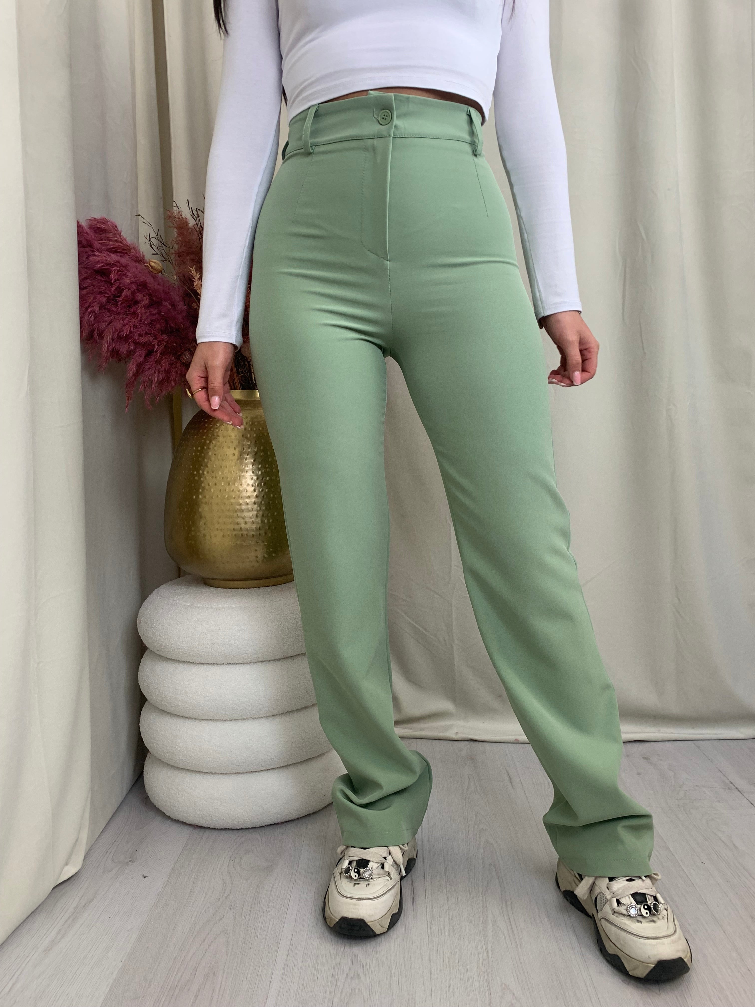 Højtaljede Bukser | Sort | Slim Fit & Komfortabel