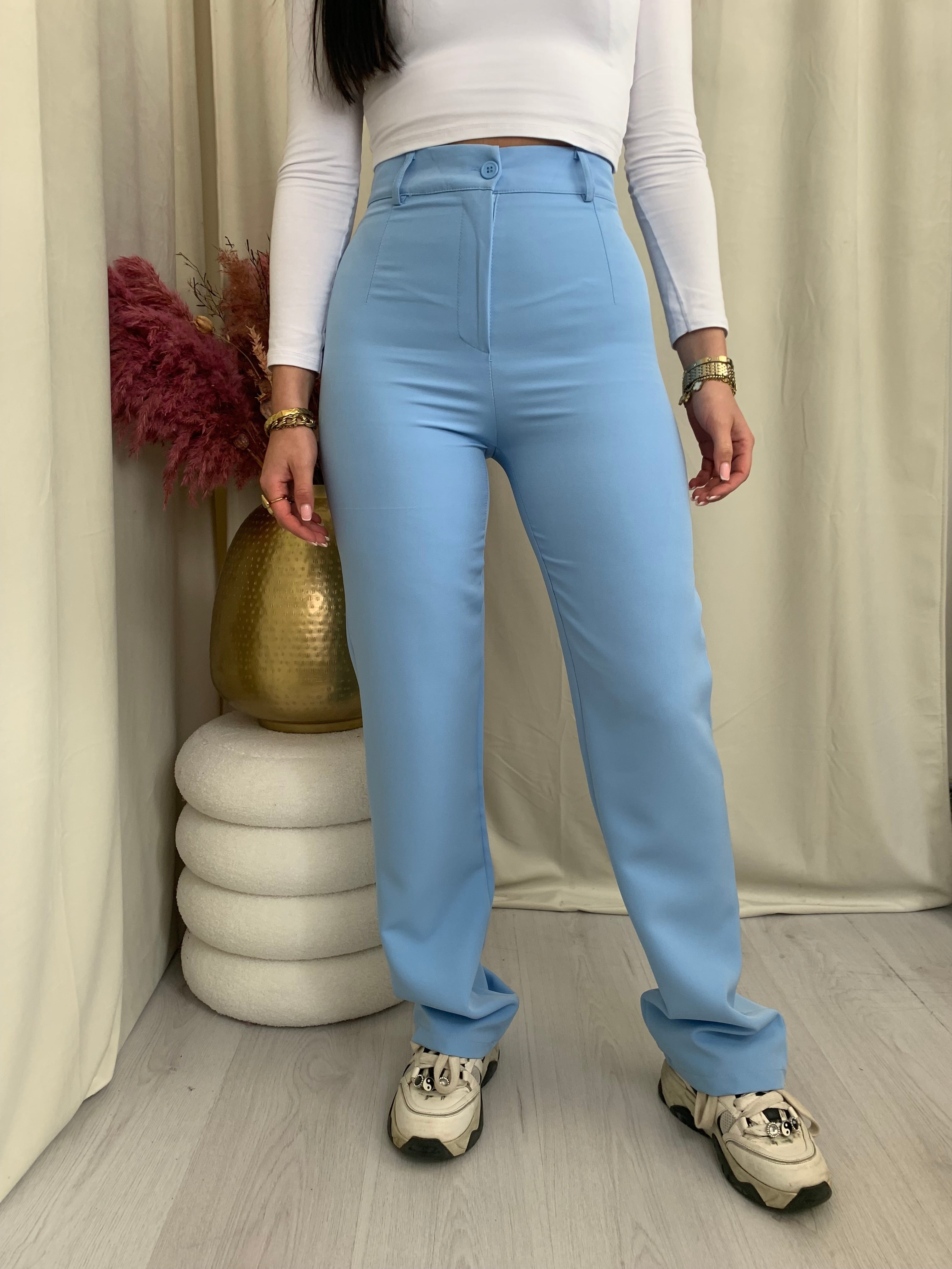 Højtaljede Bukser | Sort | Slim Fit & Komfortabel