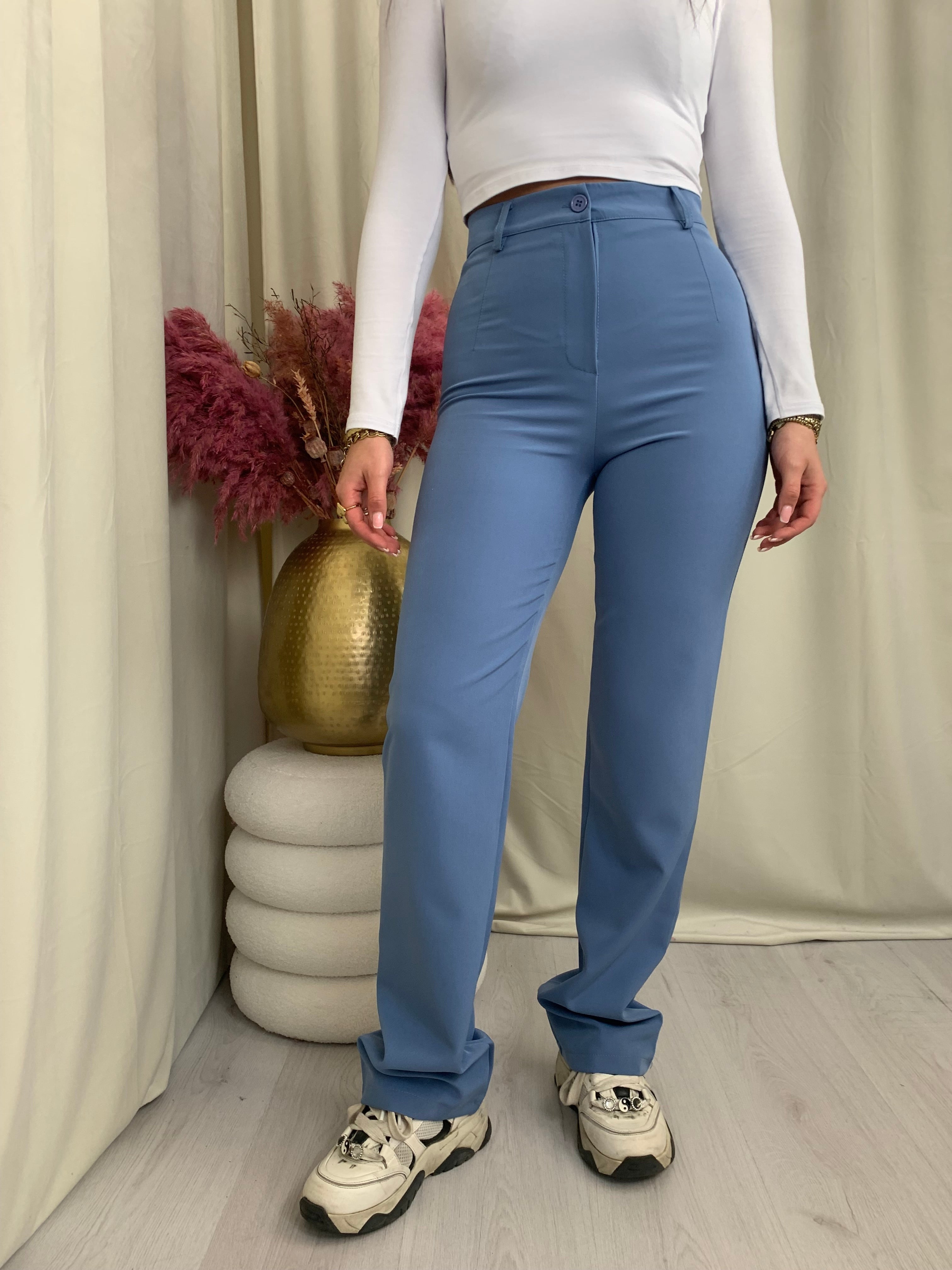 Højtaljede Bukser | Sort | Slim Fit & Komfortabel