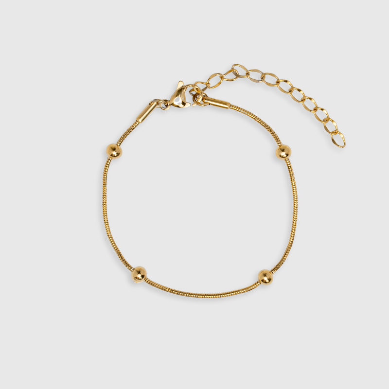 Armbånd med Kugledetaljer | Slank Slangekæde | Diskret Elegance