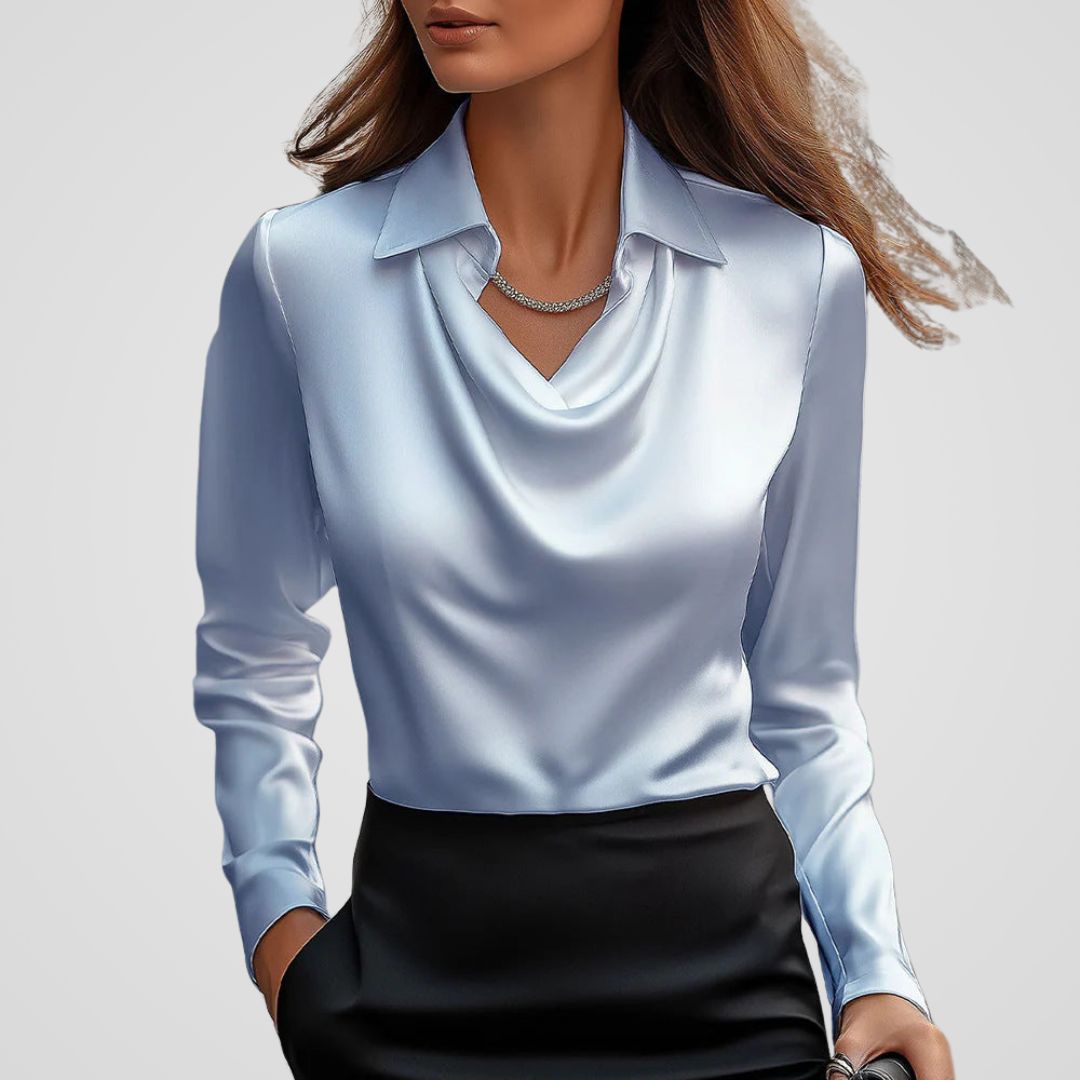 Satin Bluse til Kvinder | Silkelook Polyester | Elegant, Glansfuld & Feminin