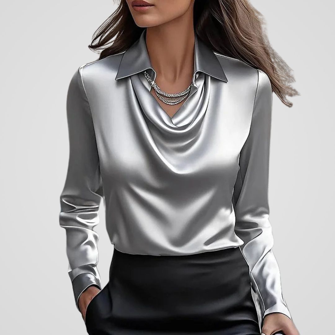 Satin Bluse til Kvinder | Silkelook Polyester | Elegant, Glansfuld & Feminin