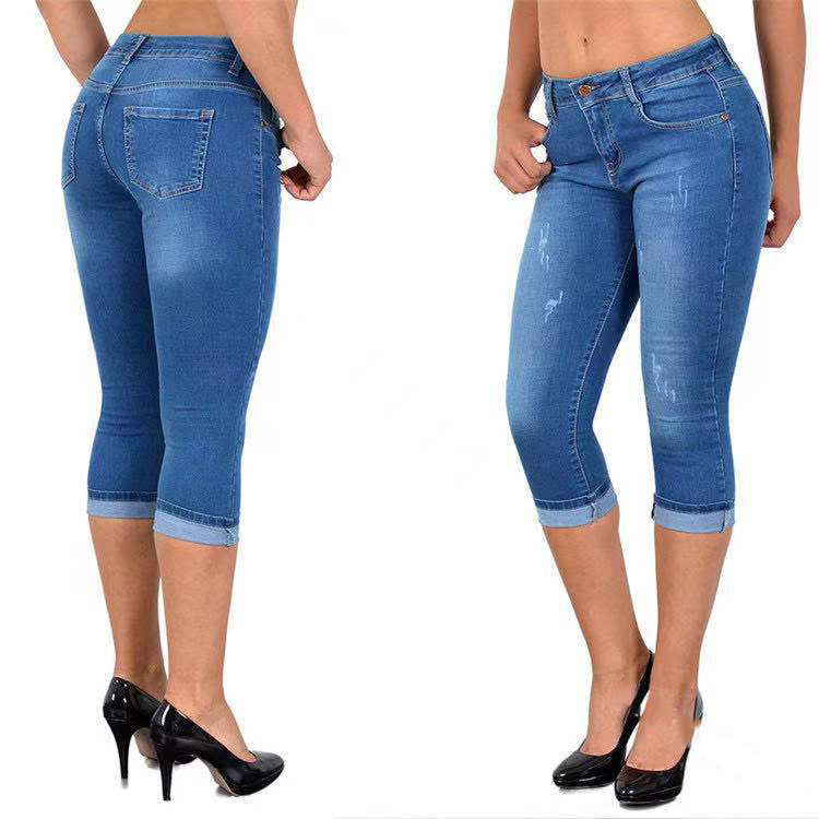 Capri Jeans | Figursyet Pasform | Opsmøgede Ben