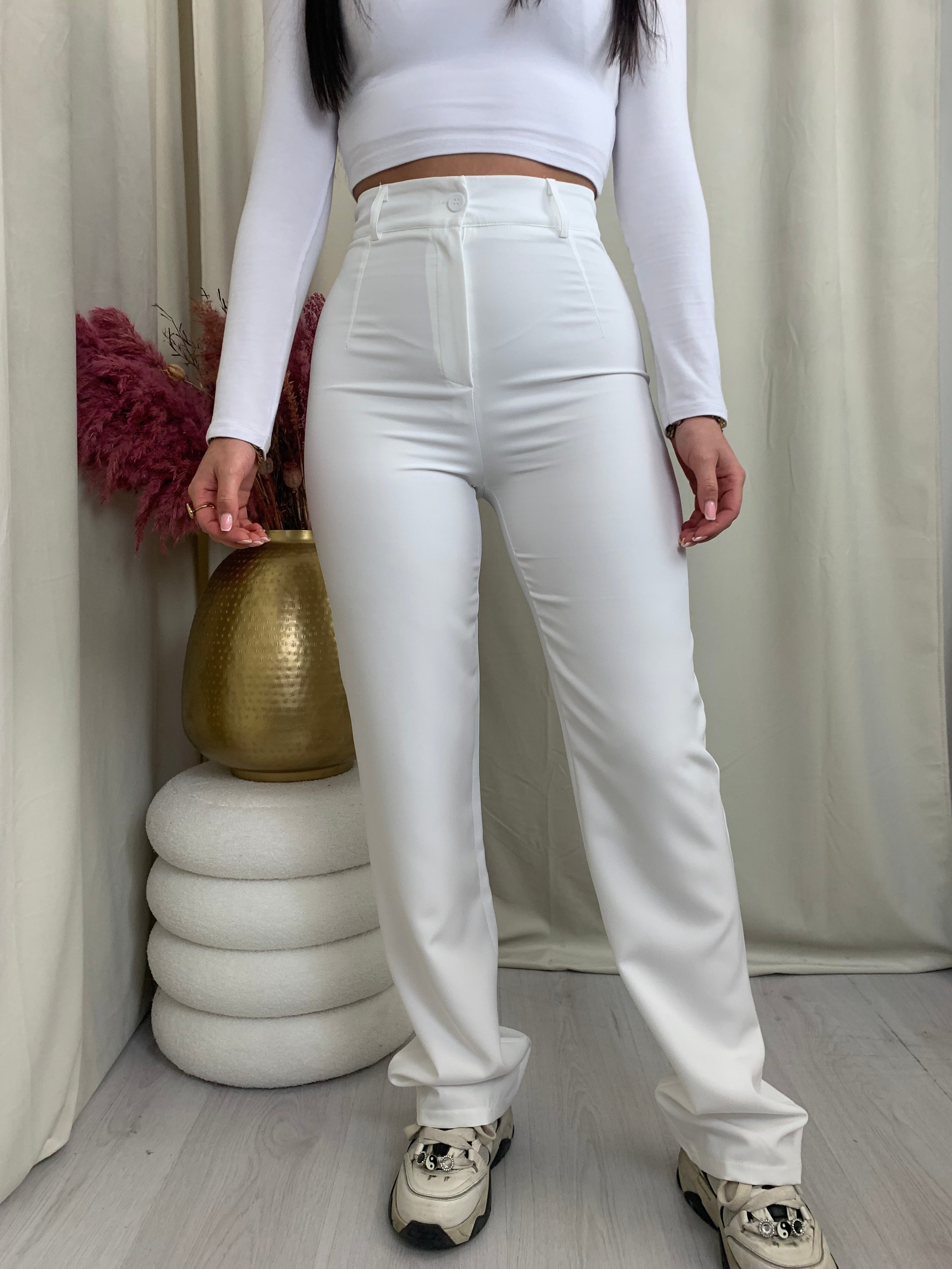 Højtaljede Bukser | Sort | Slim Fit & Komfortabel