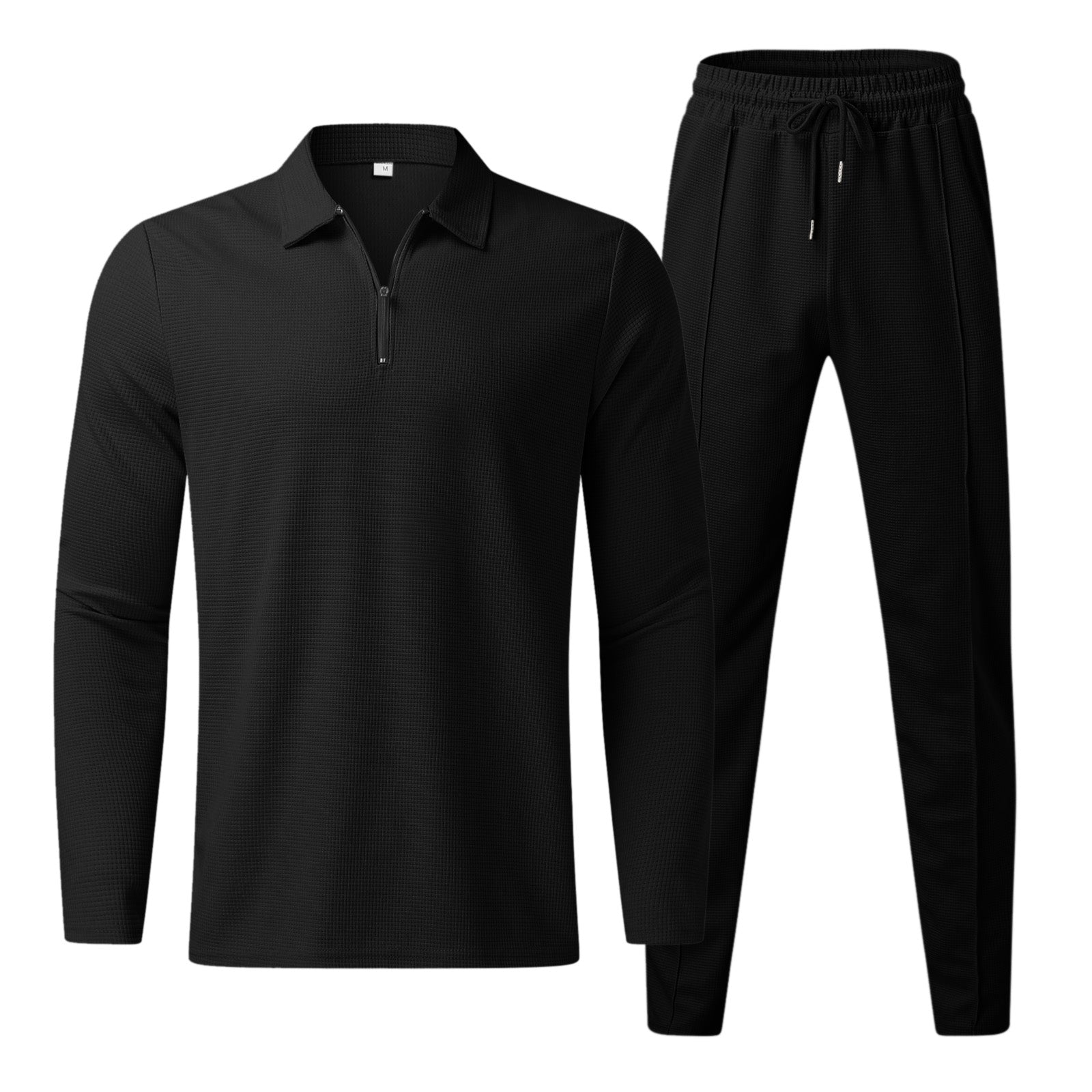 Træningssæt med Half-Zip og Elastisk Talje | Polyester | Sporty og Stilfuldt