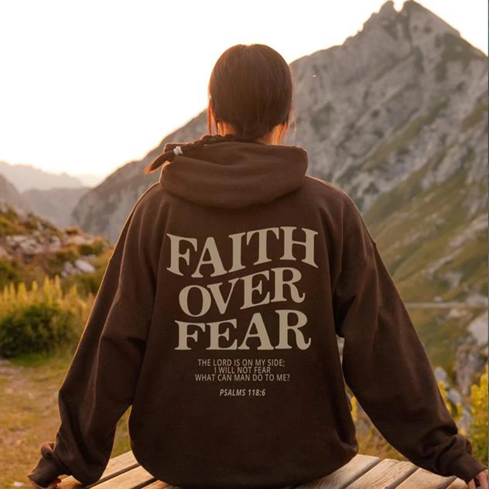 Motiverende Hættetrøje "Faith Over Fear" | Bomuldsblanding | Inspirerende & Komfortabel