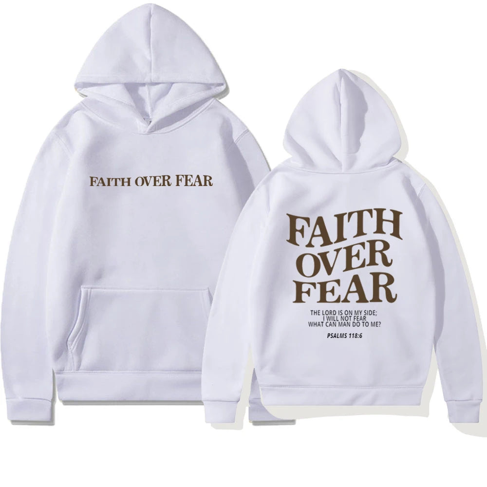 Motiverende Hættetrøje "Faith Over Fear" | Bomuldsblanding | Inspirerende & Komfortabel