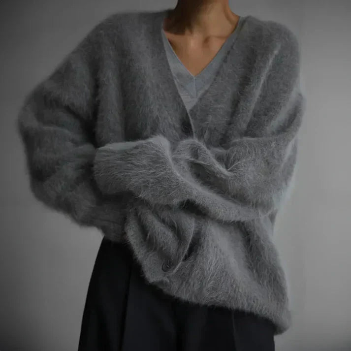 Fluffy Cardigan med Knapper | Blød & Varm | Casual Elegance