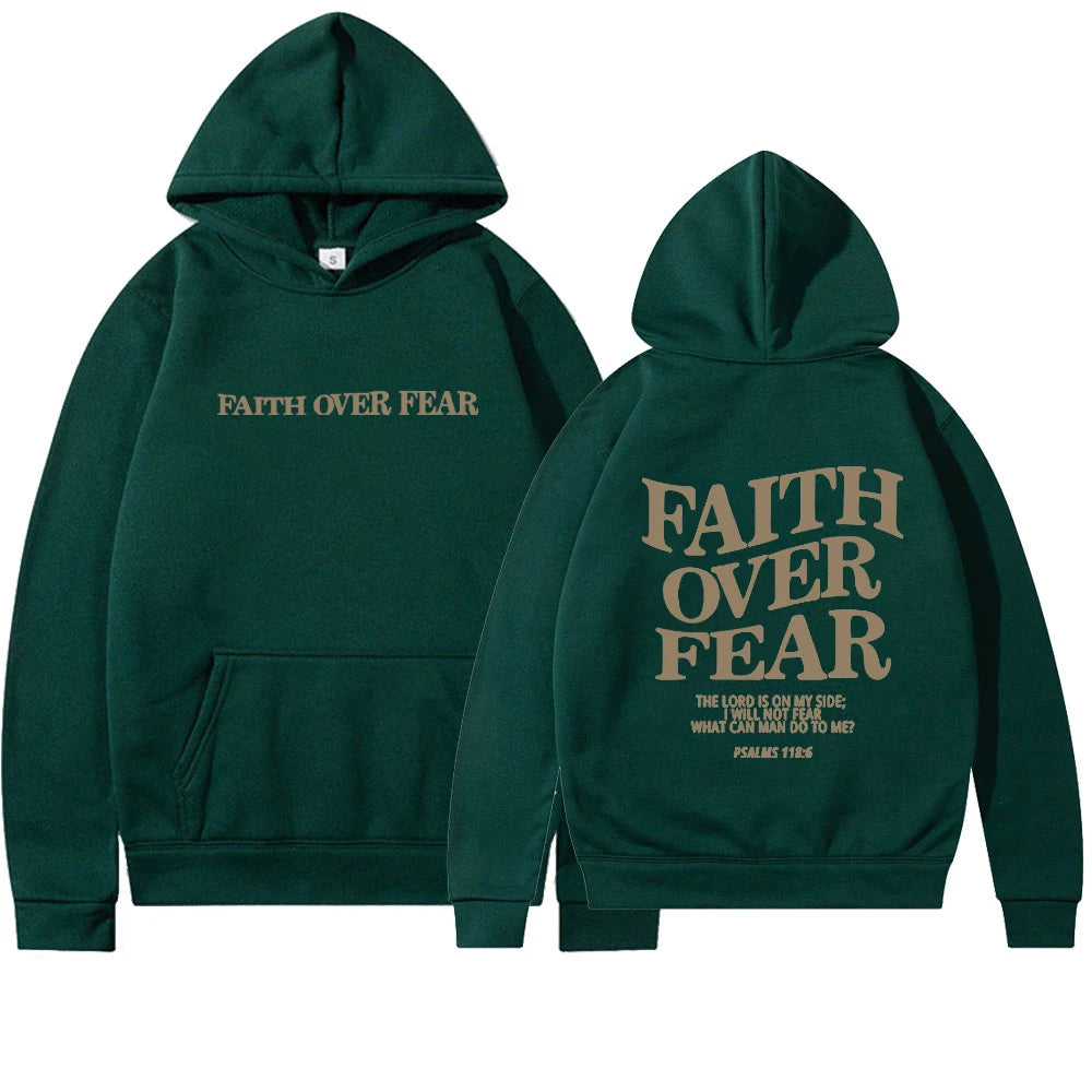 Motiverende Hættetrøje "Faith Over Fear" | Bomuldsblanding | Inspirerende & Komfortabel