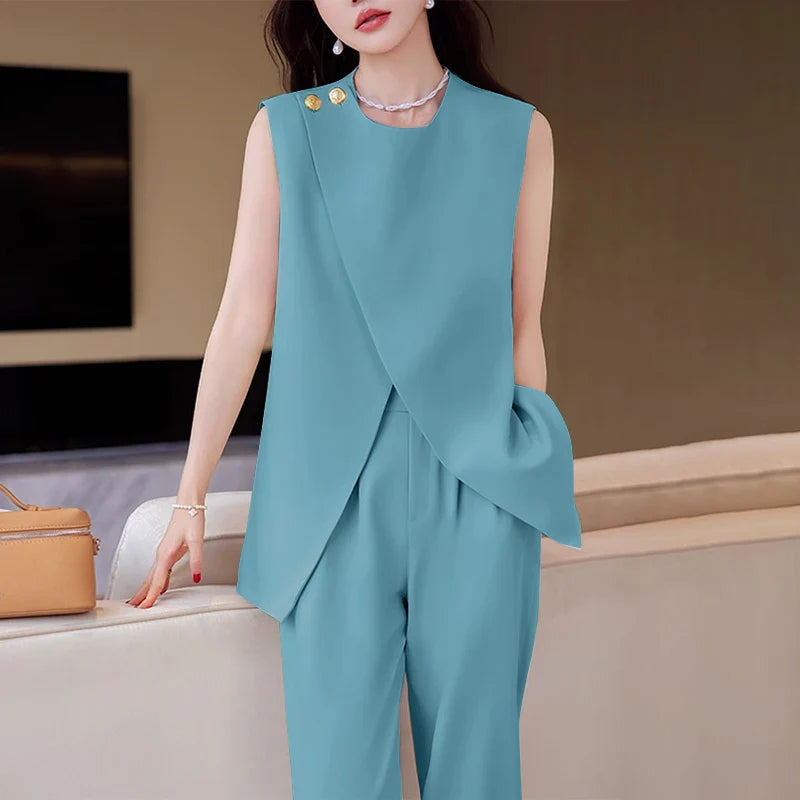 Ærmeløst Sæt | Asymmetrisk Overdel | Elegant & Moderne