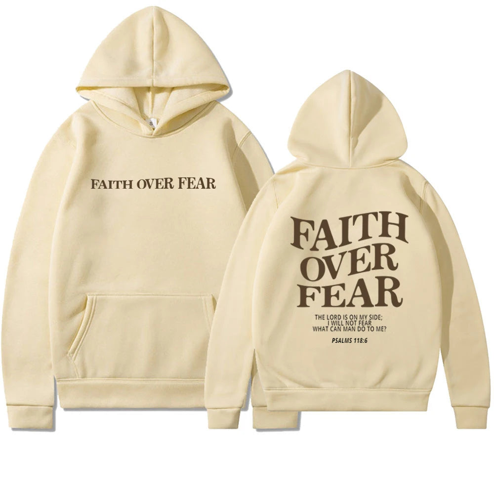 Motiverende Hættetrøje "Faith Over Fear" | Bomuldsblanding | Inspirerende & Komfortabel