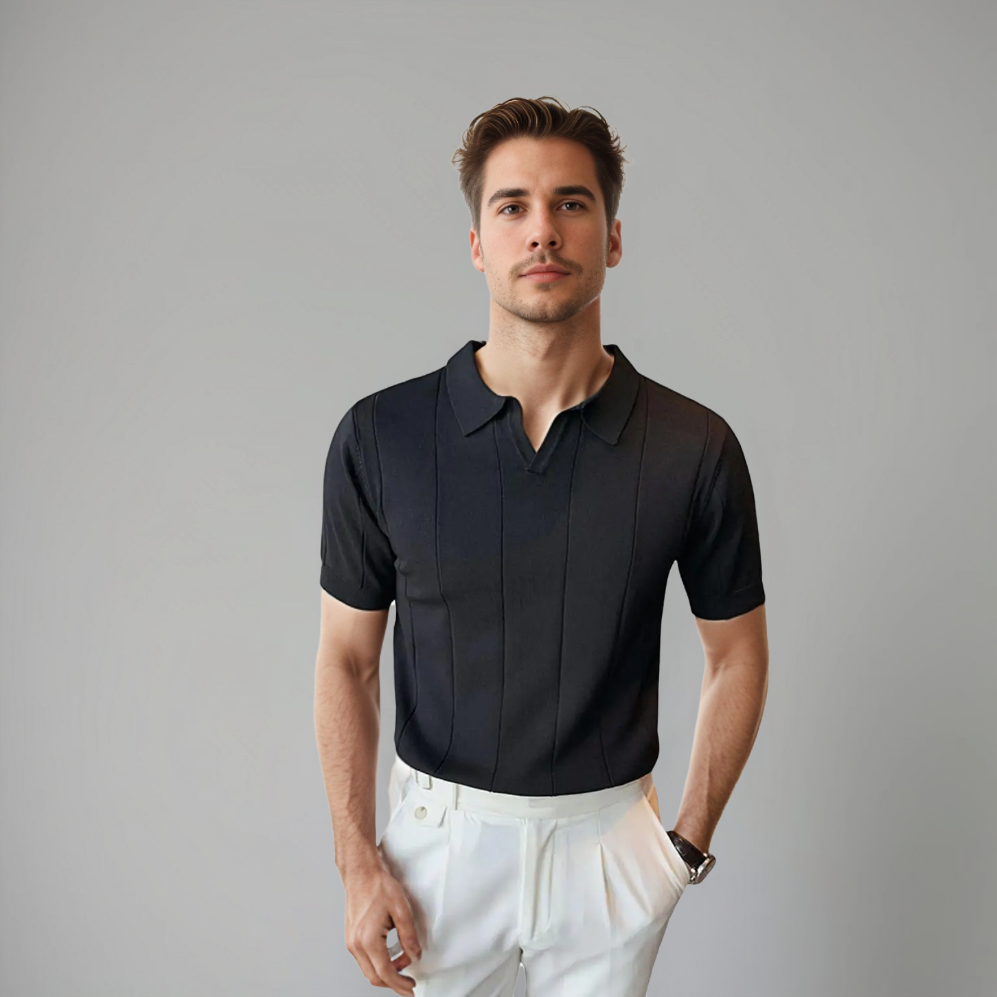 Strikket Polo T-shirt | Bomuldsblanding | Tidløs Elegance