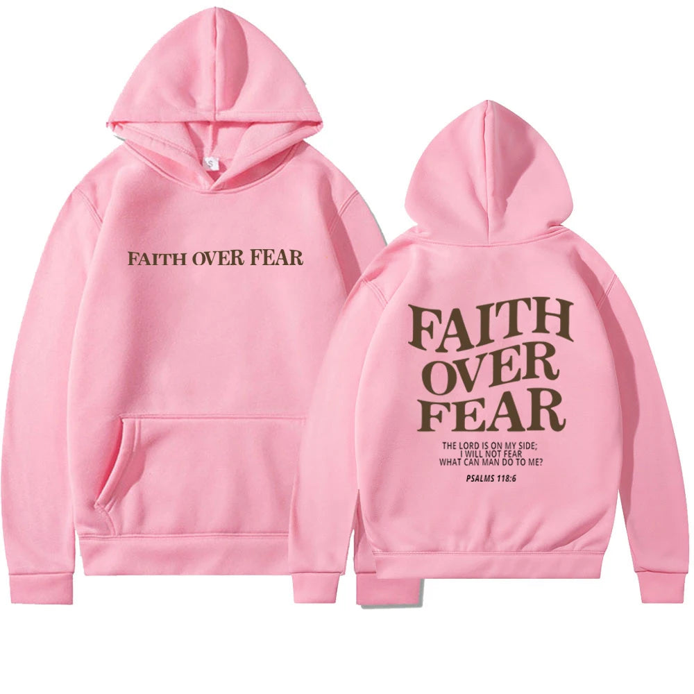 Motiverende Hættetrøje "Faith Over Fear" | Bomuldsblanding | Inspirerende & Komfortabel