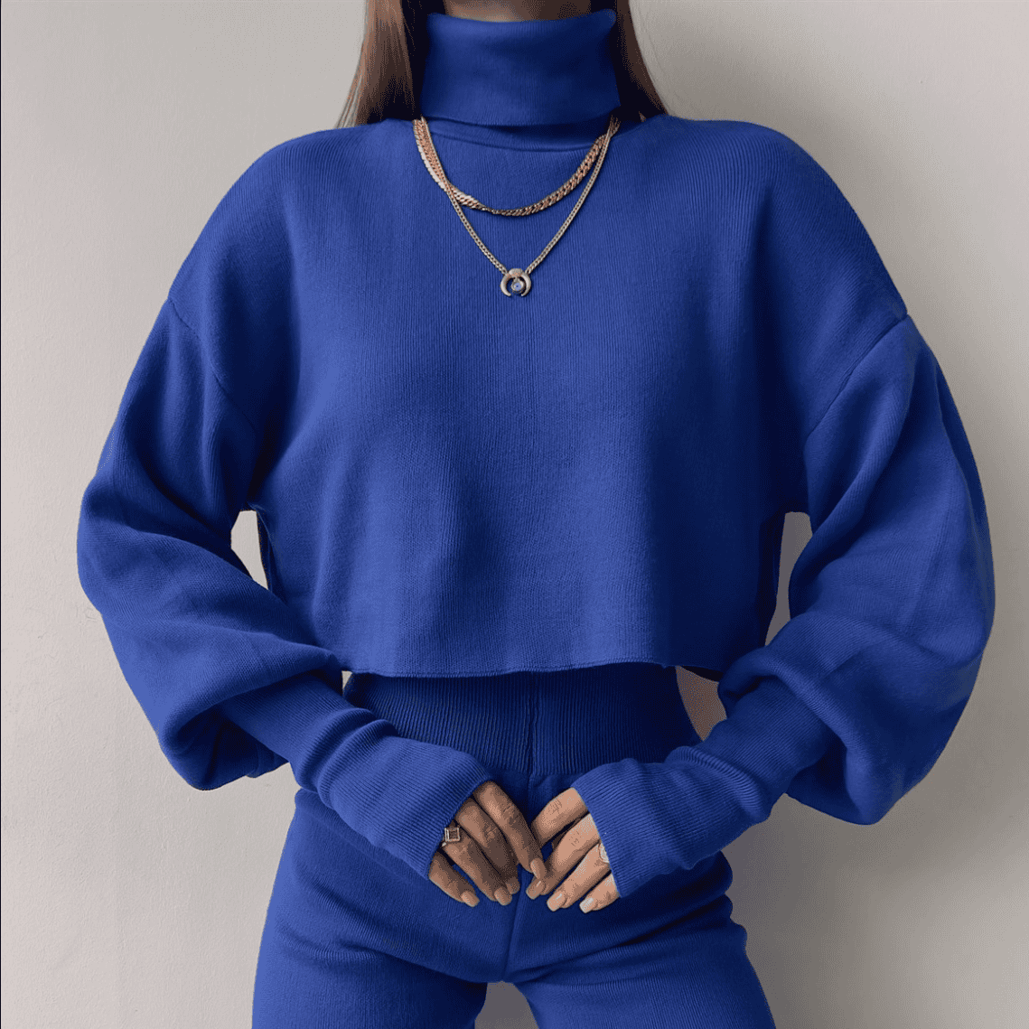 Cropped Turtleneck Sæt | Bomuld | Moderne og Komfortabelt